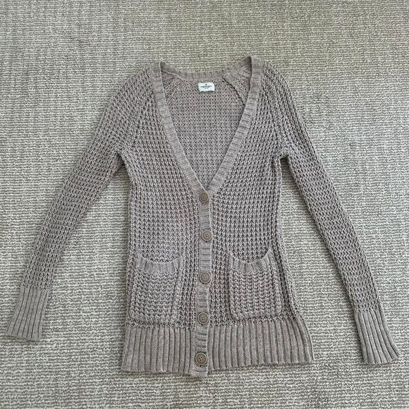 American eagle Y2K fitted v neck button up 2000s Elena Gilbert henley sweater - Picture 2 of 8